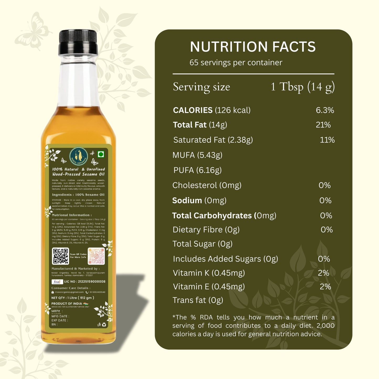 Wood Pressed Sesame Oil 1 Litre | Extracted From A1-Grade Native Variety Sesame