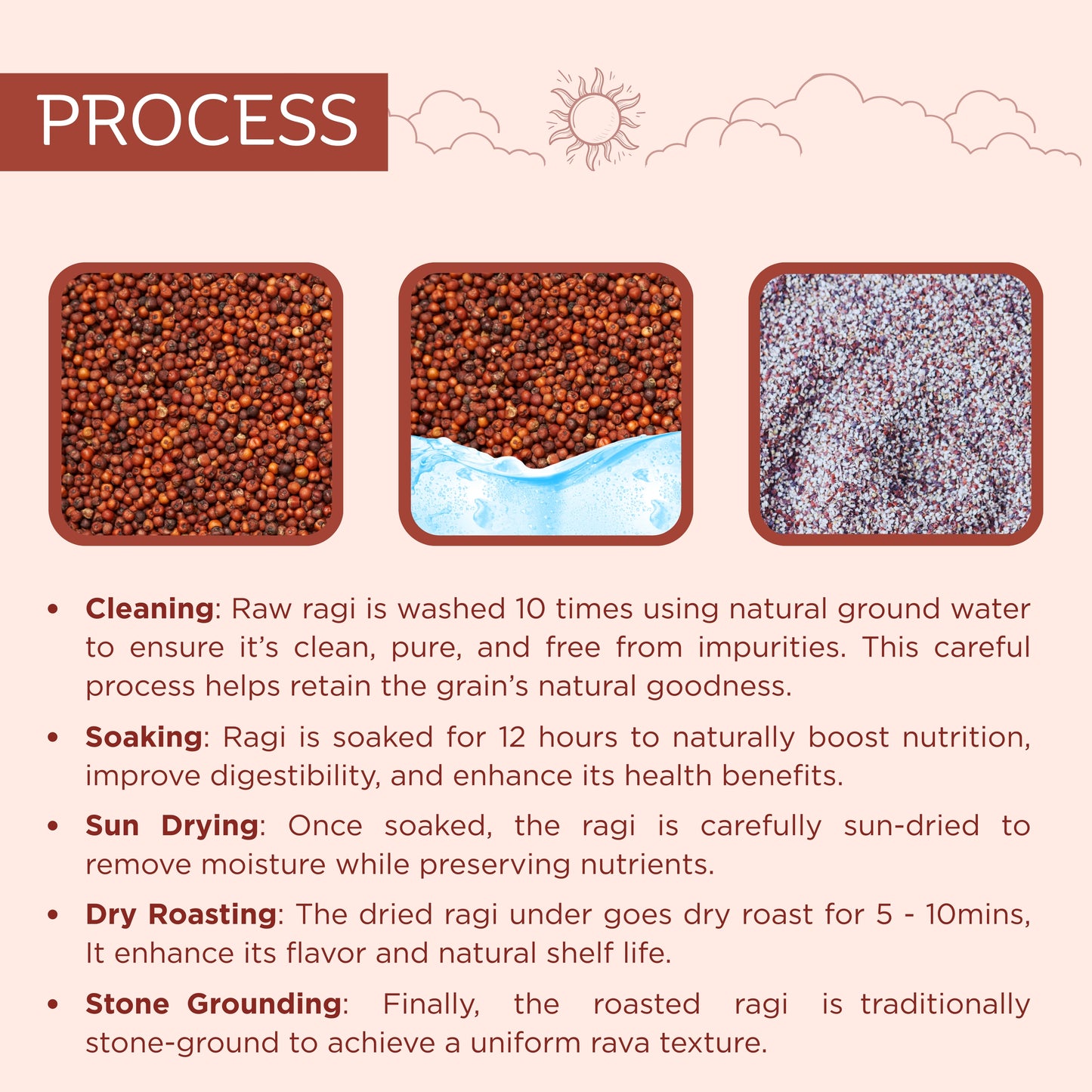 Pre-Soaked Ragi Rava 500g | Ragi Idli Rava | Traditionally Stone-Grounded