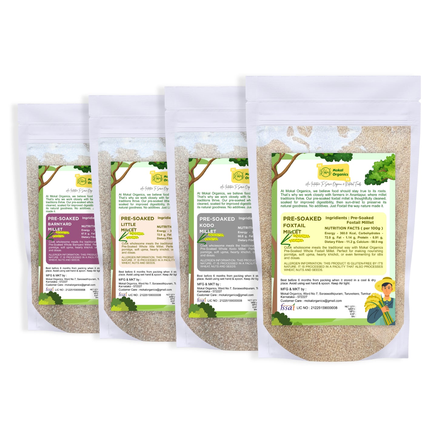 Pre-Soaked Millets 2Kg ( Foxtail, Little, Kodo, Barnyard )