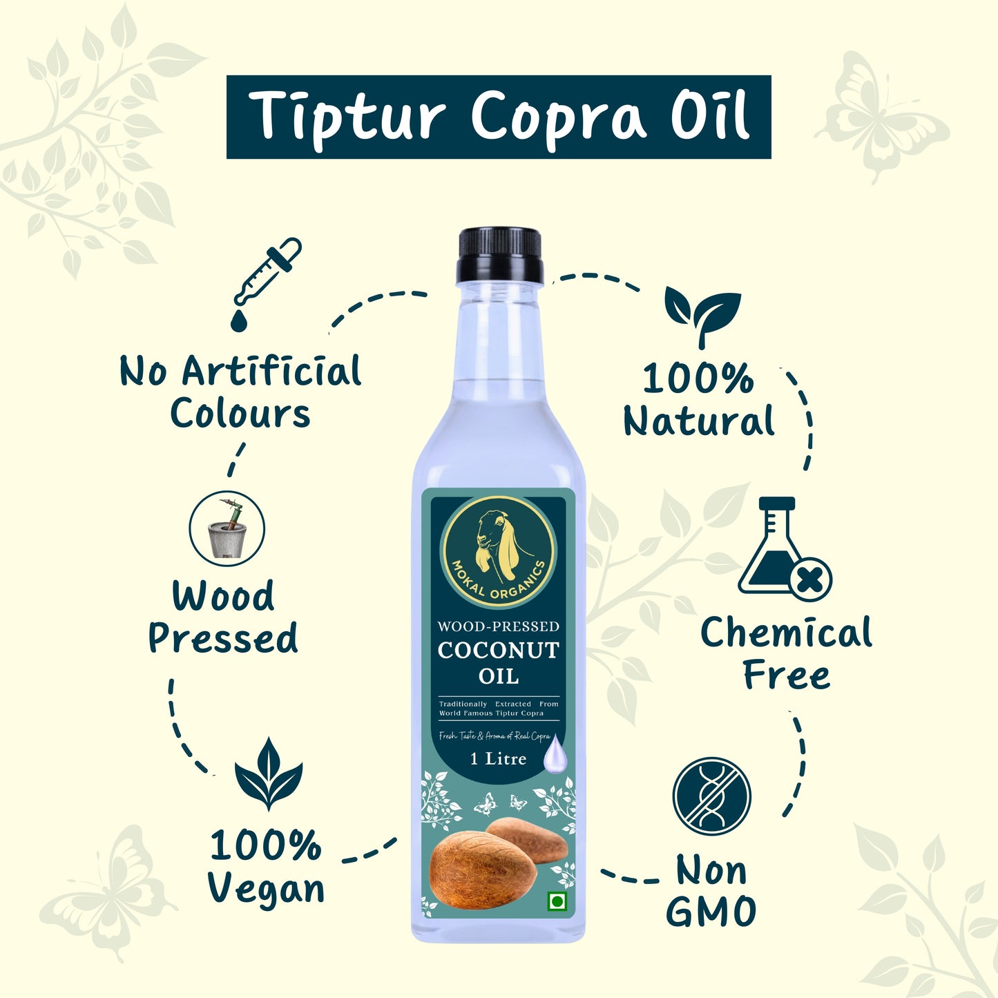 Wood Pressed Coconut Oil 4 Litre | Extracted From World Famous Tiptur Copra