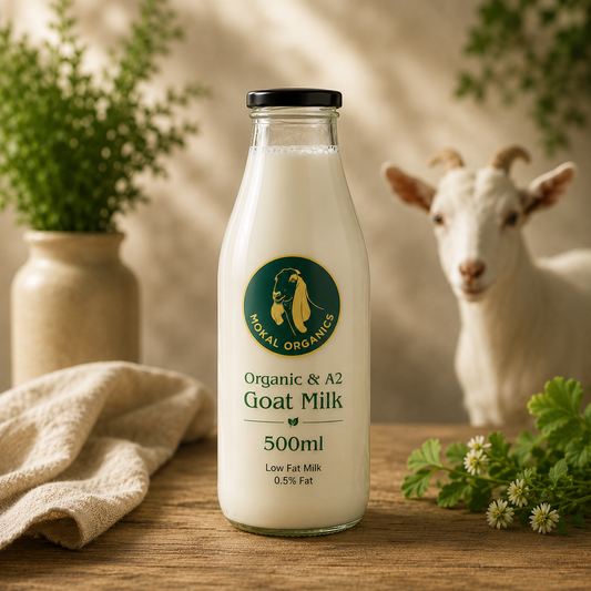 Organic Low Fat Goat Milk 15 Litres ( 500 ml x 30 days ) | A2 Protein | Fed with Natural Millets & Ayurvedic Greens & Roots (Copy)