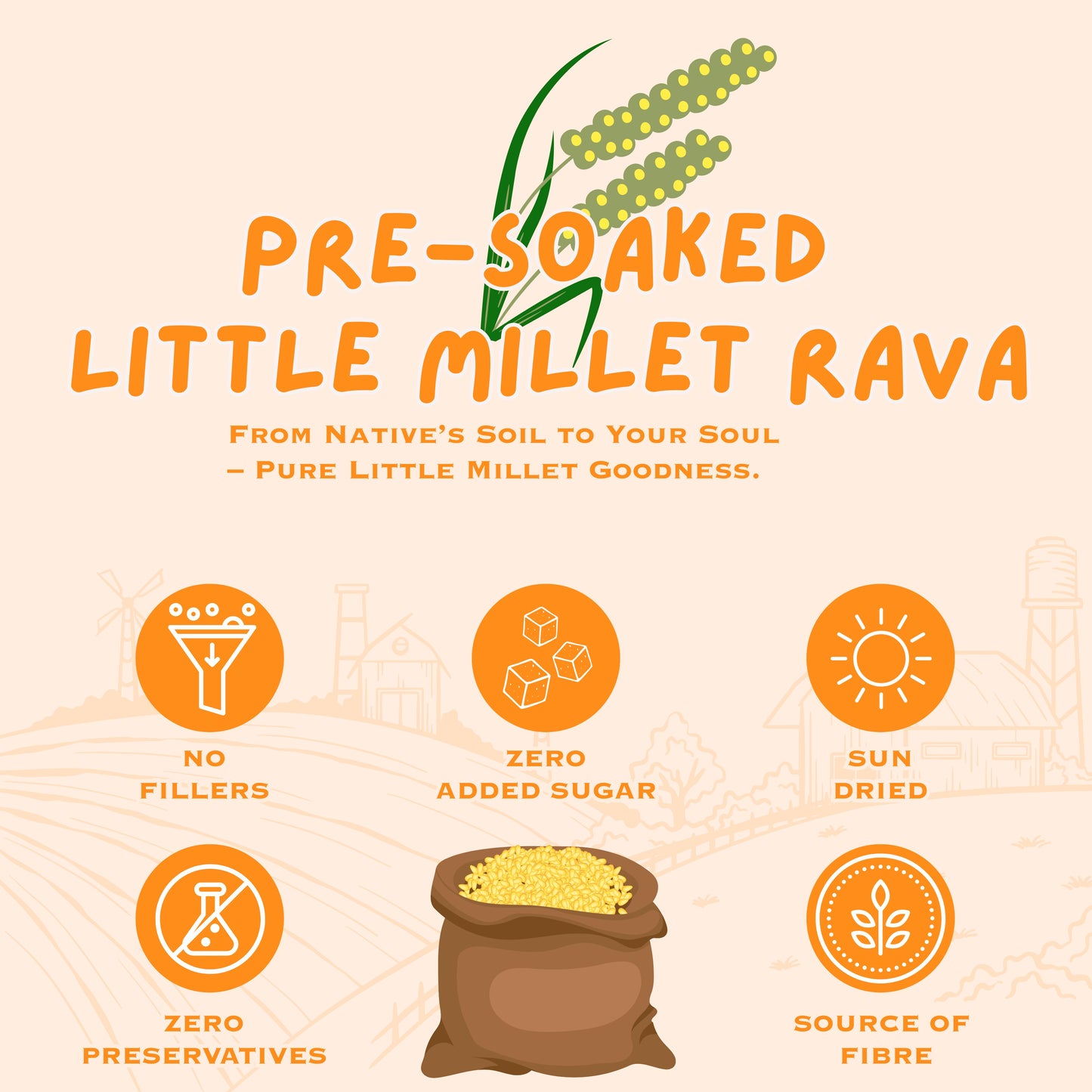 Pre-Soaked Little Millet Rava 500g | Unpolished Little Millet Rava | 100% Natural & Gluten Free | High Fibre and Plant Protein