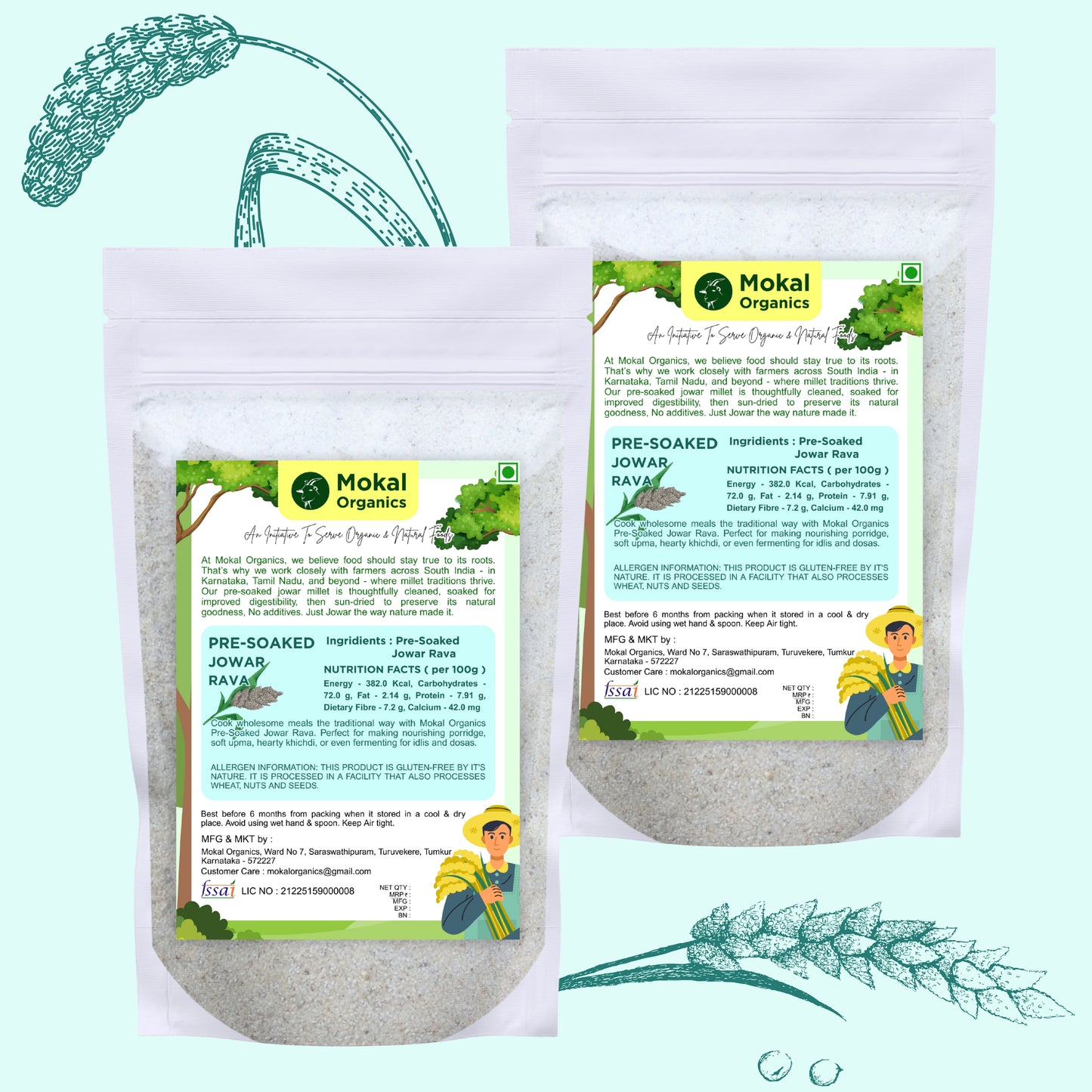 Pre-Soaked Jowar Millet Rava 1Kg | Jowar Idli Rava | Traditionally Stone-Grounded - ( 500g x 2 )