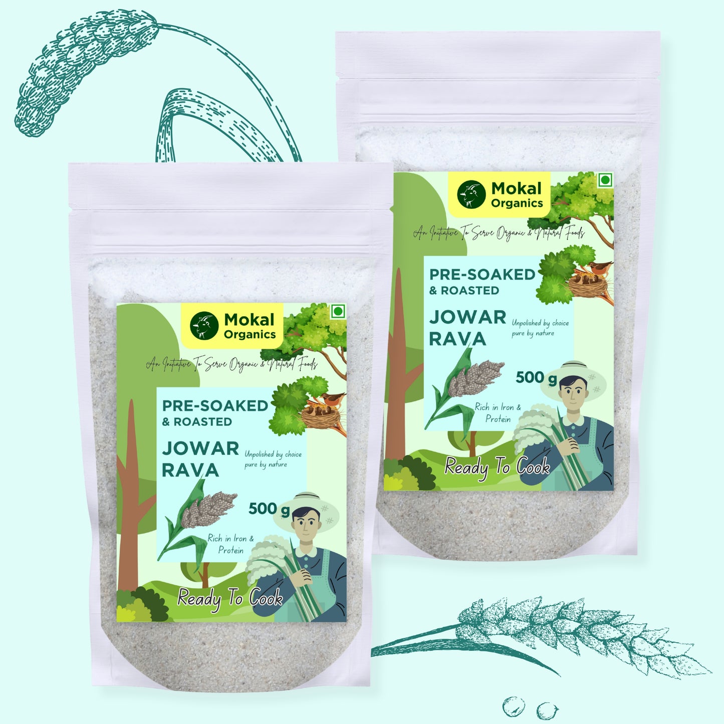 Pre-Soaked Jowar Millet Rava 1Kg | Jowar Idli Rava | Traditionally Stone-Grounded - ( 500g x 2 )