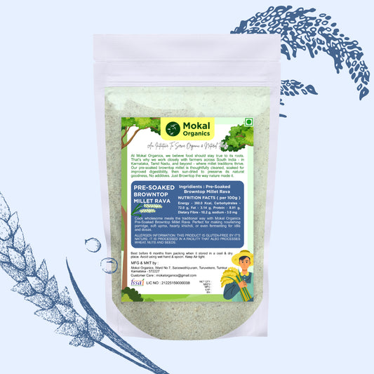 Pre-Soaked Browntop Millet Rava 500g | 100% Natural & Gluten Free | Traditionally Stone-Grounded