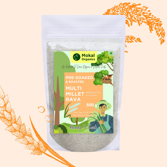 Pre-Soaked Multi Millet Rava 500g | Jowar, Ragi, Foxtail, Little, Kodo, Barnyard, Browntop | Traditionally Stone-Grounded - ( 500g x 2 )