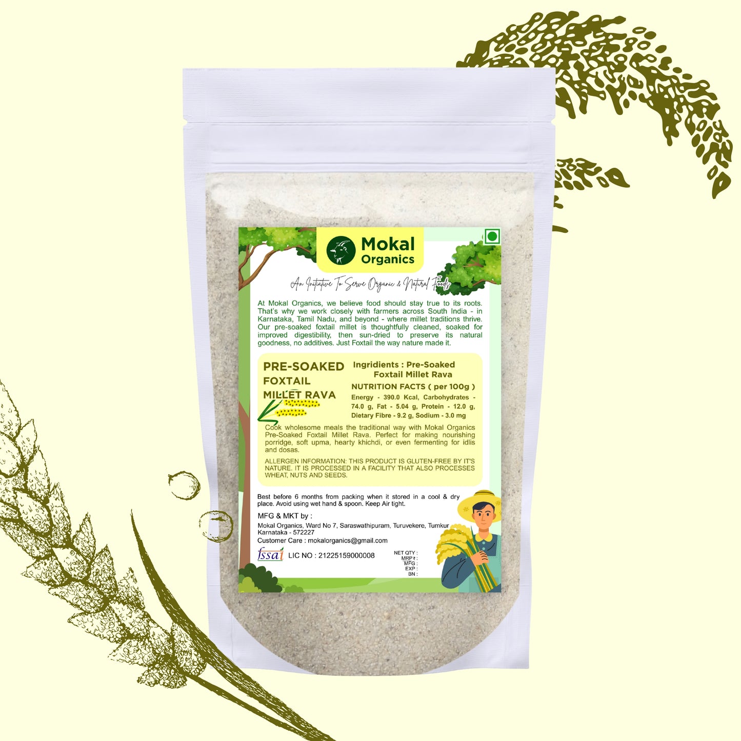 Pre-Soaked Foxtail Millet Rava 500g | Unpolished Foxtail Millet Rava | 100% Natural & Gluten Free | High Fibre and Plant Protein