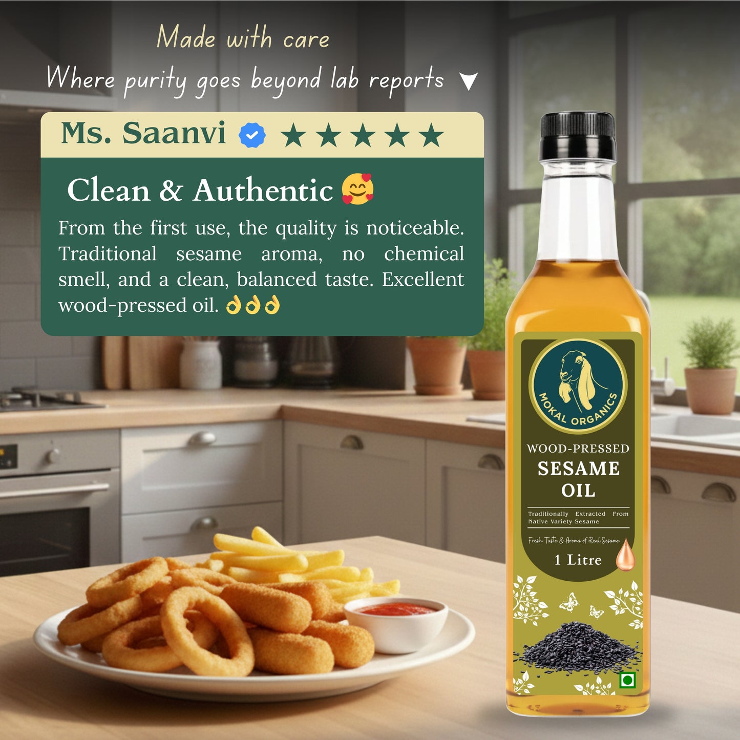 Wood Pressed Sesame Oil 1 Litre | Extracted From A1-Grade Native Variety Sesame