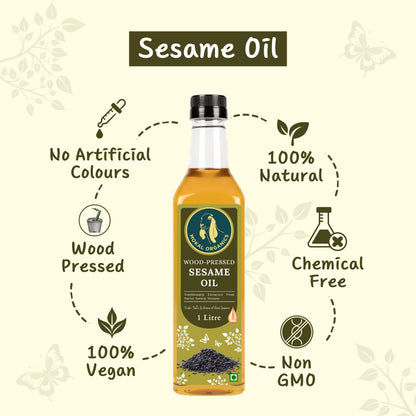 Wood Pressed Sesame Oil 1 Litre | Extracted From A1-Grade Native Variety Sesame