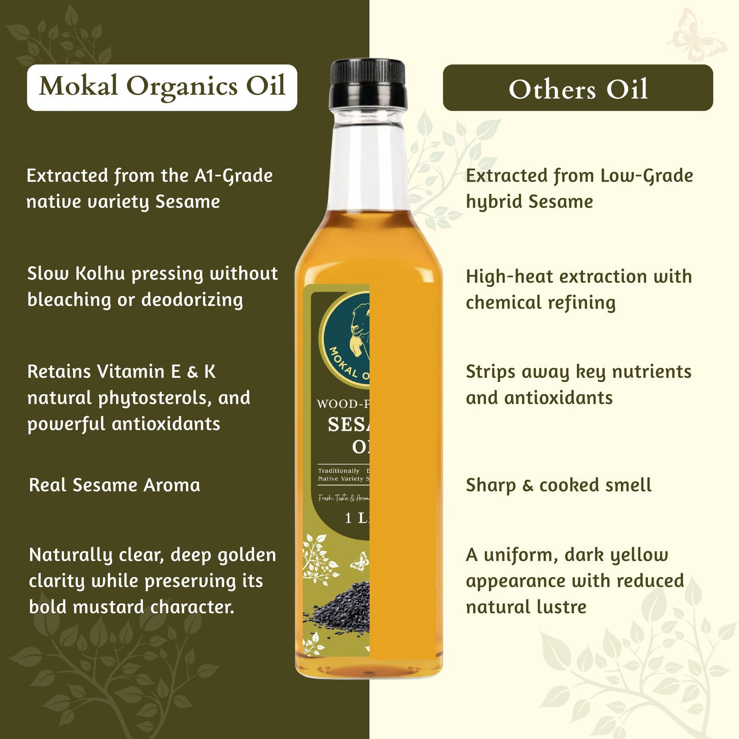 Wood Pressed Sesame Oil 1 Litre | Extracted From A1-Grade Native Variety Sesame