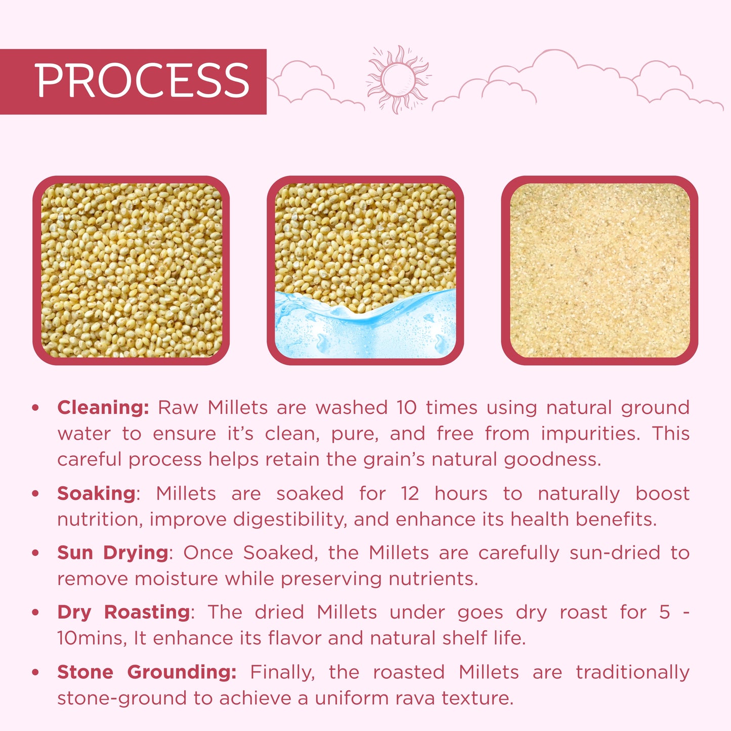 Pre-Soaked Millet Ravas 2.5Kg ( Foxtail, Little, Kodo, Browntop, Barnyard ) | Millets rava | Traditionally Stone-Grounded