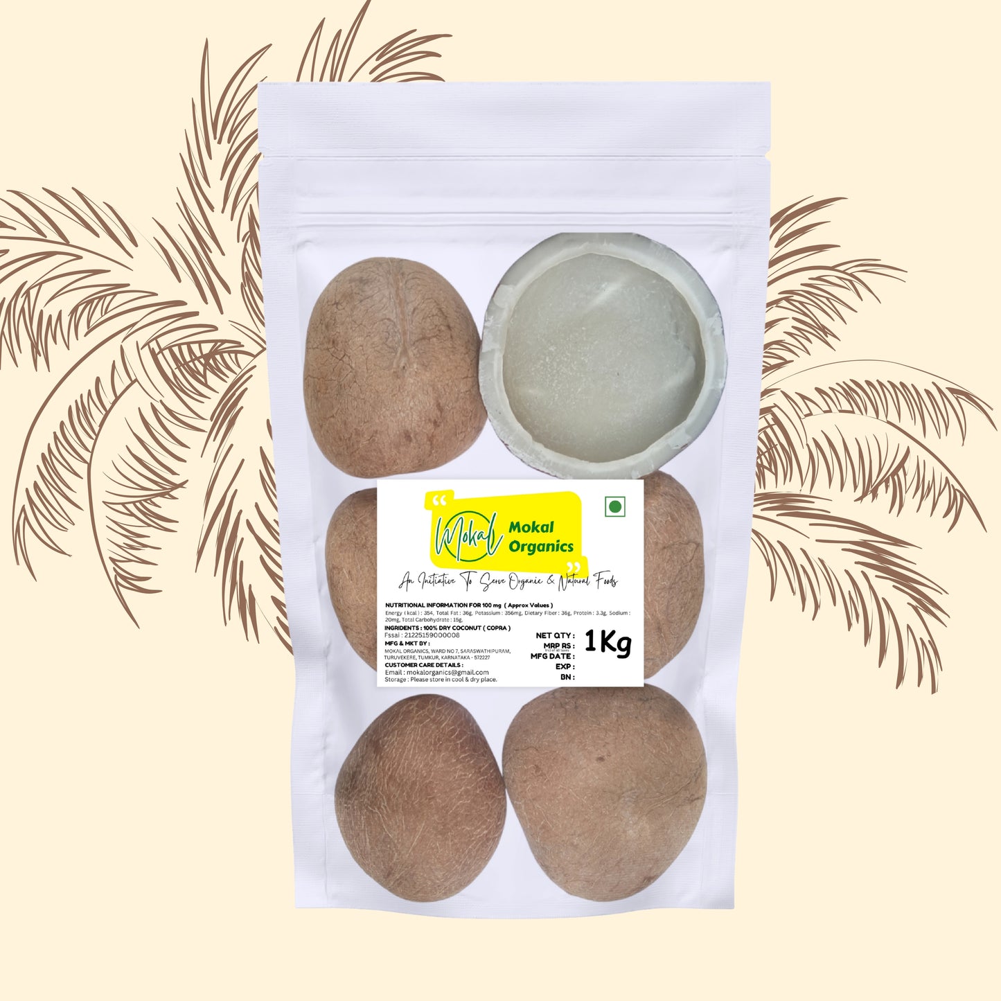 Dry Coconut Copra 1Kg | Tiptur's Special Copra | 100% Natural, Organic & Edible