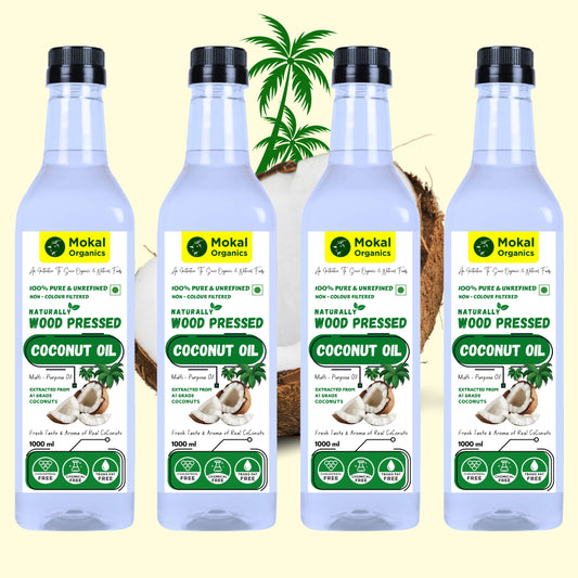 Wood Pressed Coconut Oil 4 Litre | Extracted From World Famous Tiptur Copra | 100% Natural, Organic, Edible