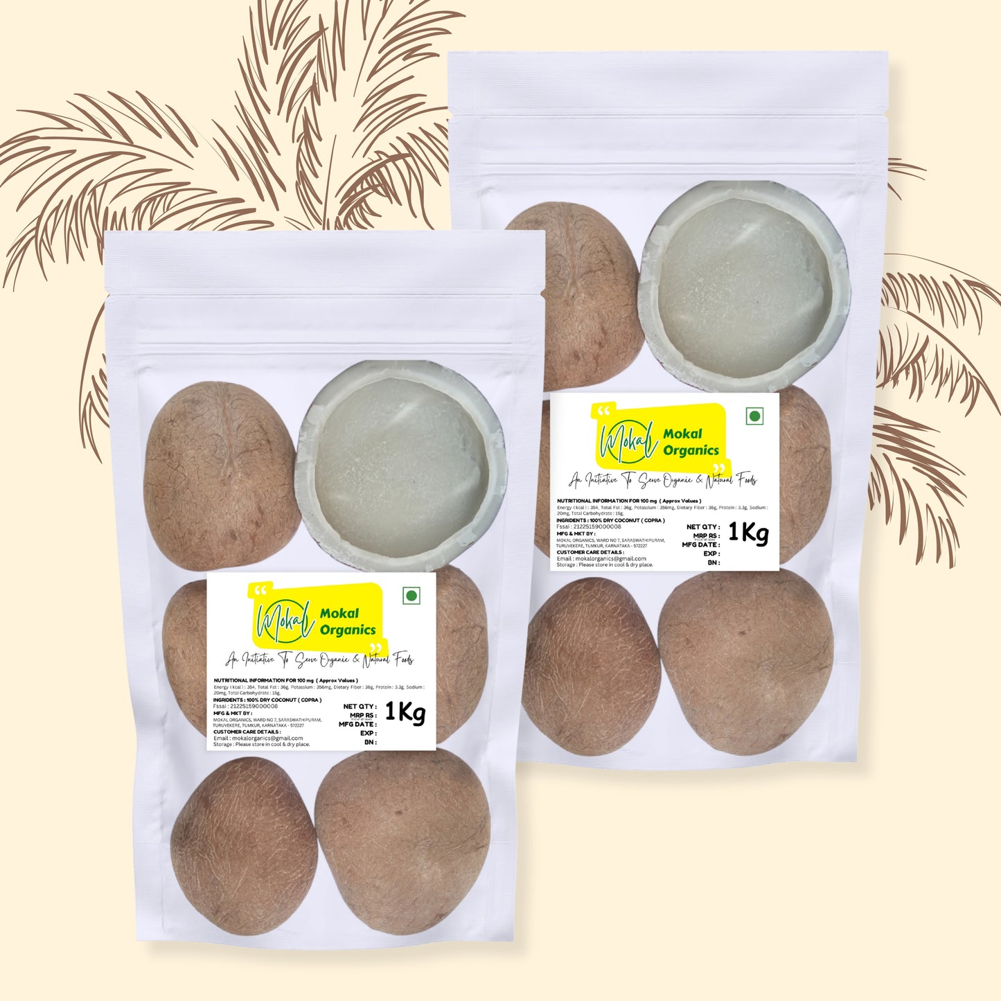 Dry Coconut Copra 2Kg | Tiptur's Special Copra | 100% Natural, Organic & Edible