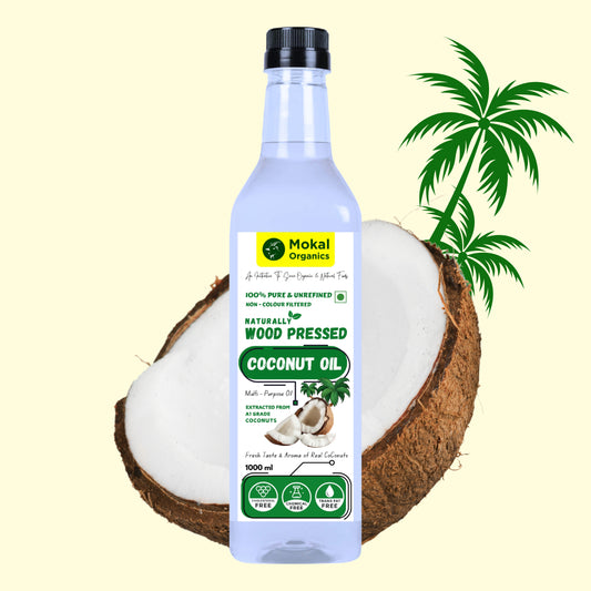 Wood Pressed Coconut Oil 1 Litre | Extracted From World Famous Tiptur Copra | 100% Natural, Organic, Edible