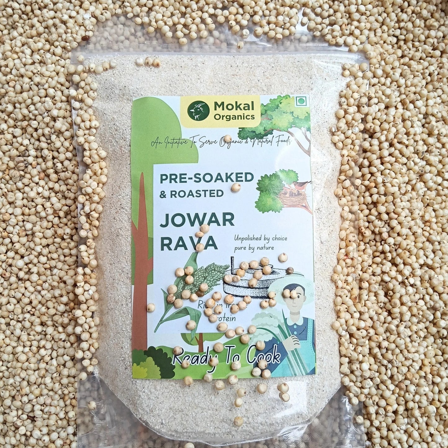 Pre-Soaked Jowar Millet Rava 1Kg | Jowar Idli Rava | Traditionally Stone-Grounded - ( 500g x 2 )